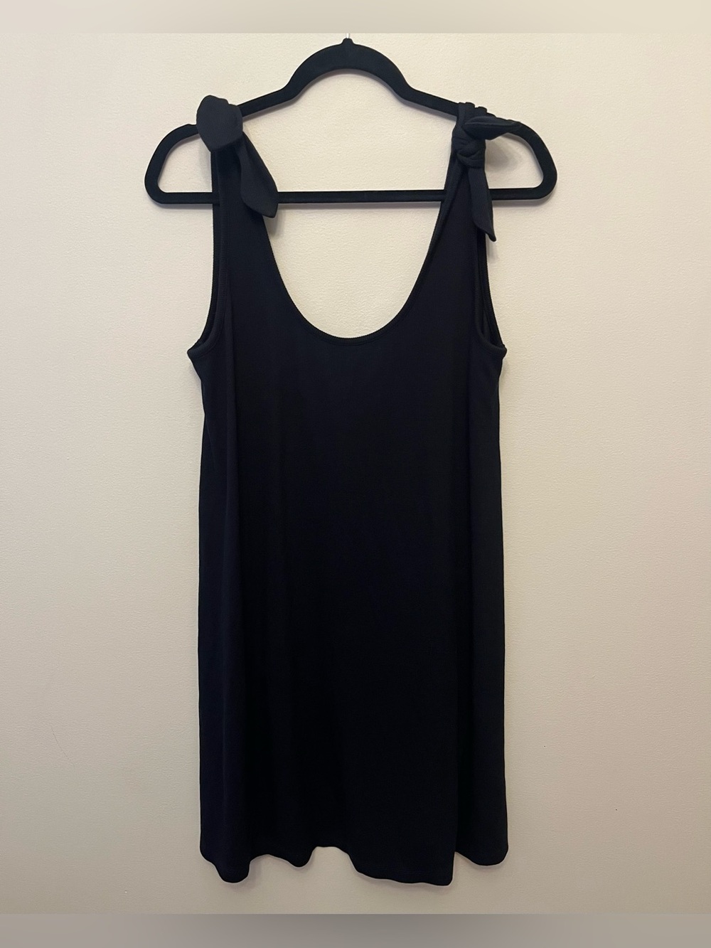 Marine Layer Lexi Rib Tie Shoulder Dress Women's Size Large Black